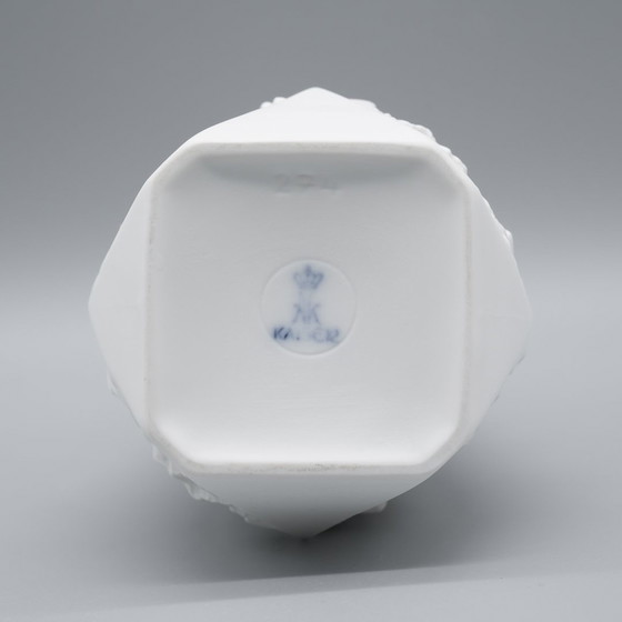 Image 1 of Manfred Frey Ak Kaiser Bisque Porcelain Vase Fossil Ammonit Relief Opart Quartet