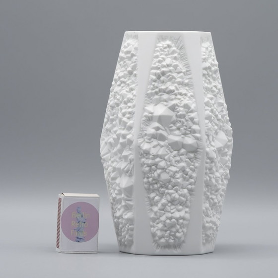 Image 1 of Manfred Frey Ak Kaiser Bisque Porcelain Vase Fossil Ammonit Relief Opart Quartet