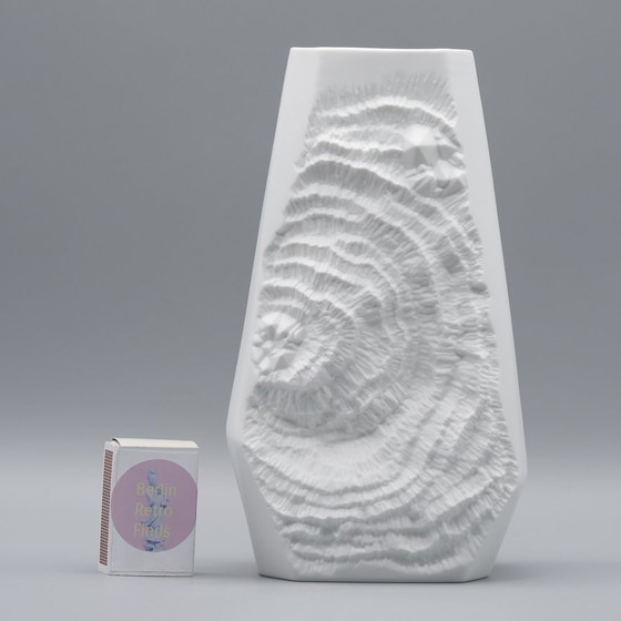 Image 1 of Manfred Frey Ak Kaiser Bisque Porcelain Vase Fossil Ammonit Relief Opart Quartet