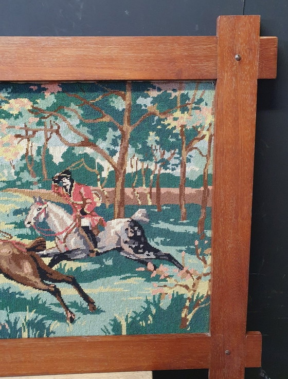 Image 1 of 1760 Vintage Embroidery With Hunting Scene