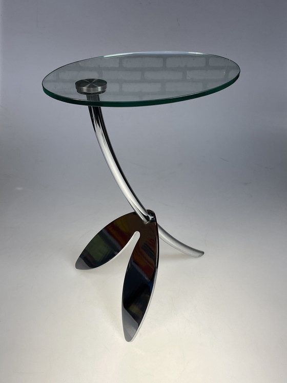 Image 1 of Side Table, Metaform Papillon, Oval Top With Chrome Leg