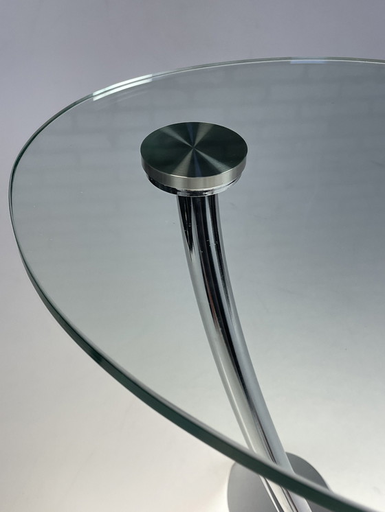 Image 1 of Side Table, Metaform Papillon, Oval Top With Chrome Leg