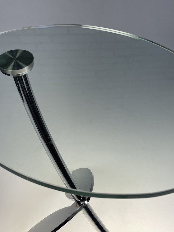 Image 1 of Side Table, Metaform Papillon, Oval Top With Chrome Leg