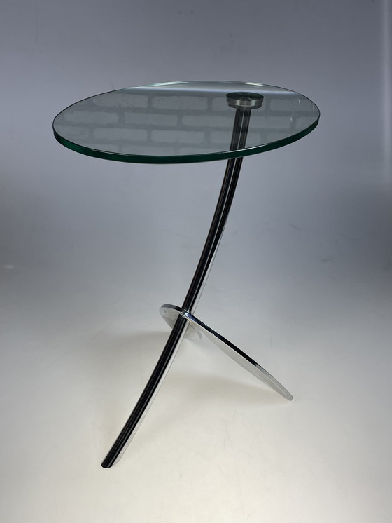 Image 1 of Side Table, Metaform Papillon, Oval Top With Chrome Leg