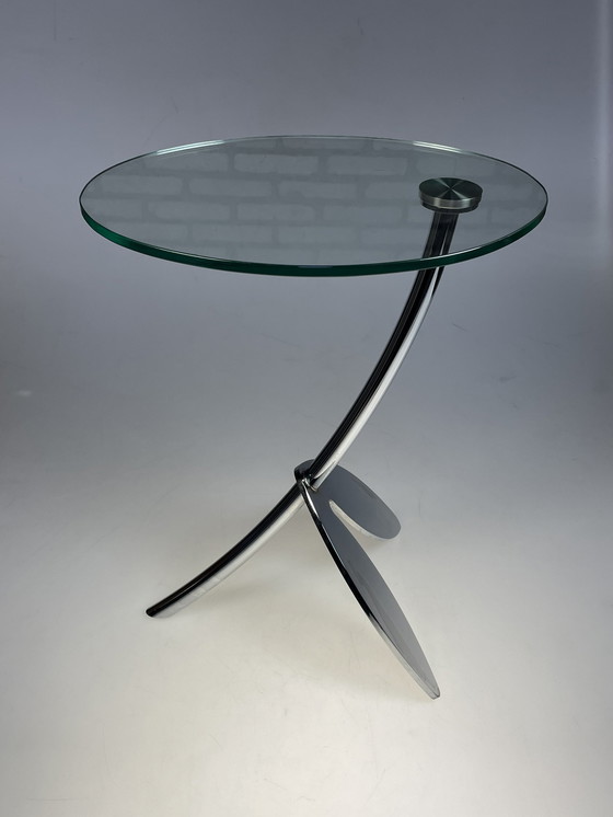 Image 1 of Side Table, Metaform Papillon, Oval Top With Chrome Leg