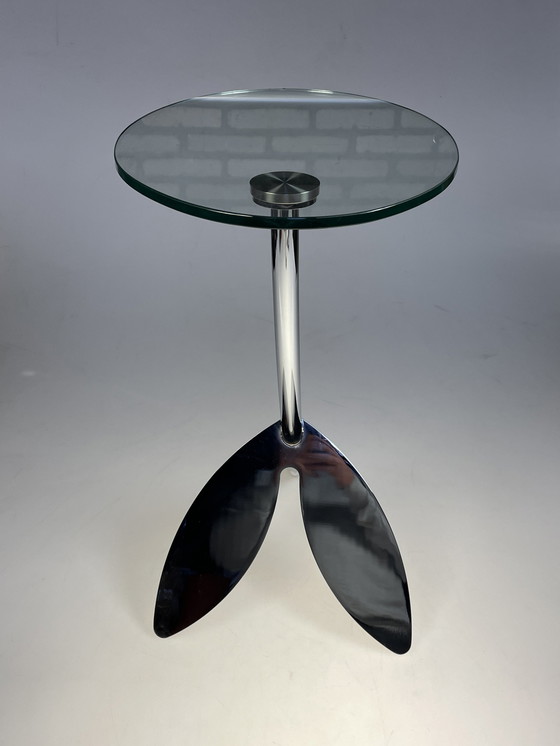 Image 1 of Side Table, Metaform Papillon, Oval Top With Chrome Leg