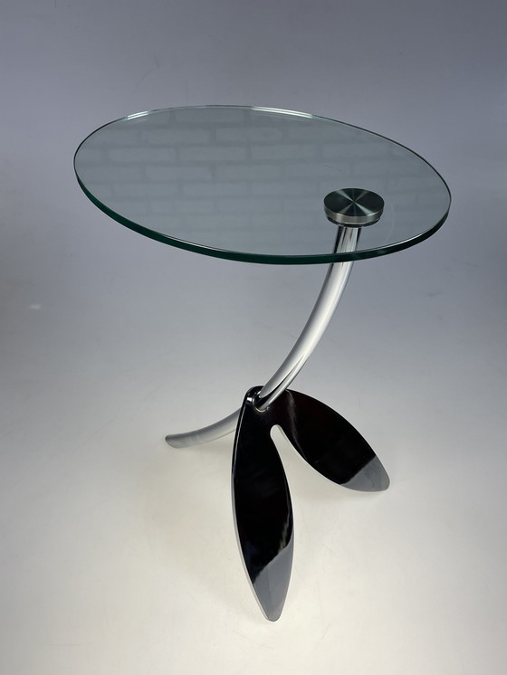 Image 1 of Side Table, Metaform Papillon, Oval Top With Chrome Leg