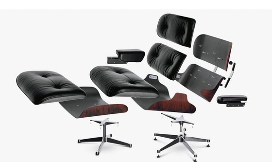 Image 1 of Vitra Eames Lounge Chair With Ottoman Black Leather