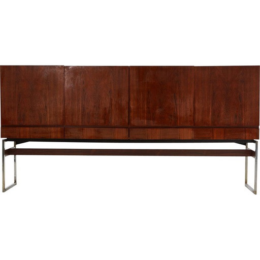 Vintage rosewood sideboard on chrome legs for Meubelfabriek Aurora, 1960