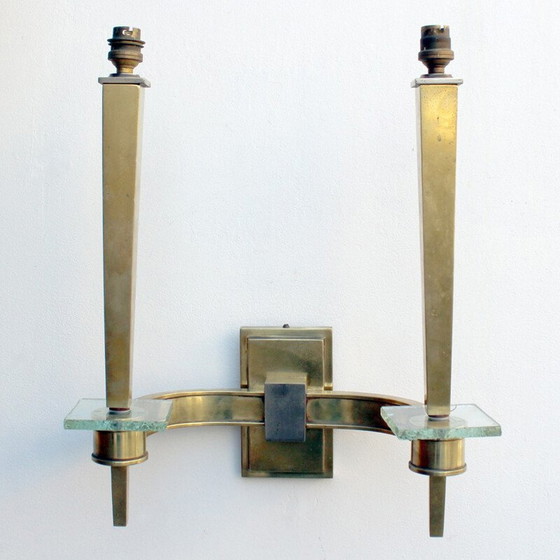 Image 1 of Pair of vintage bronze wall lamps  - 1940s