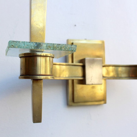 Image 1 of Pair of vintage bronze wall lamps  - 1940s