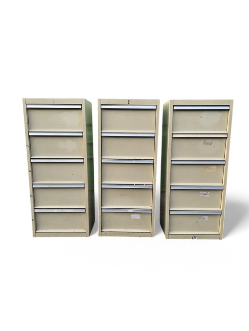 Set Of 3 Vintage 70'S Metal Clamshell Cabinets