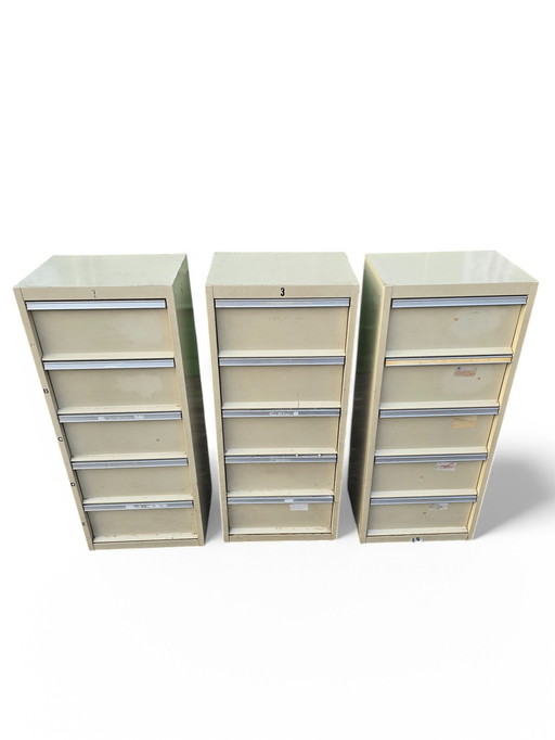 Set Of 3 Vintage 70'S Metal Clamshell Cabinets