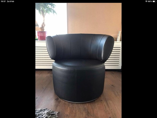 Rolf Benz 684 Leather Swivel Armchair + Footstool