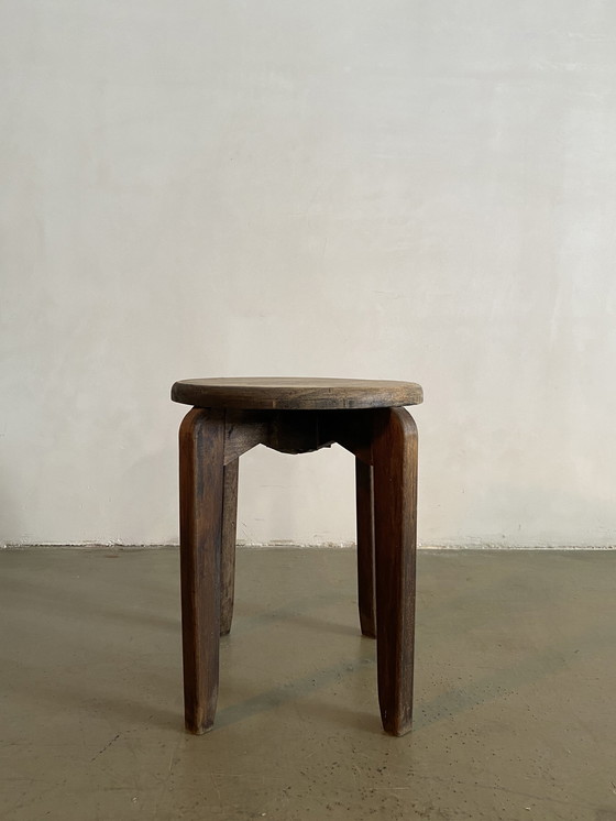 Image 1 of Mid-Century Wooden Stool, France, 1950s