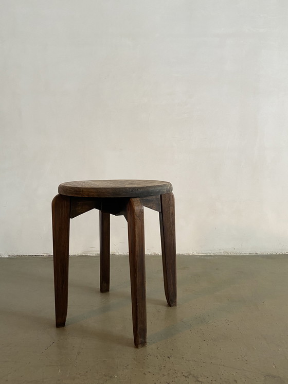 Image 1 of Mid-Century Wooden Stool, France, 1950s