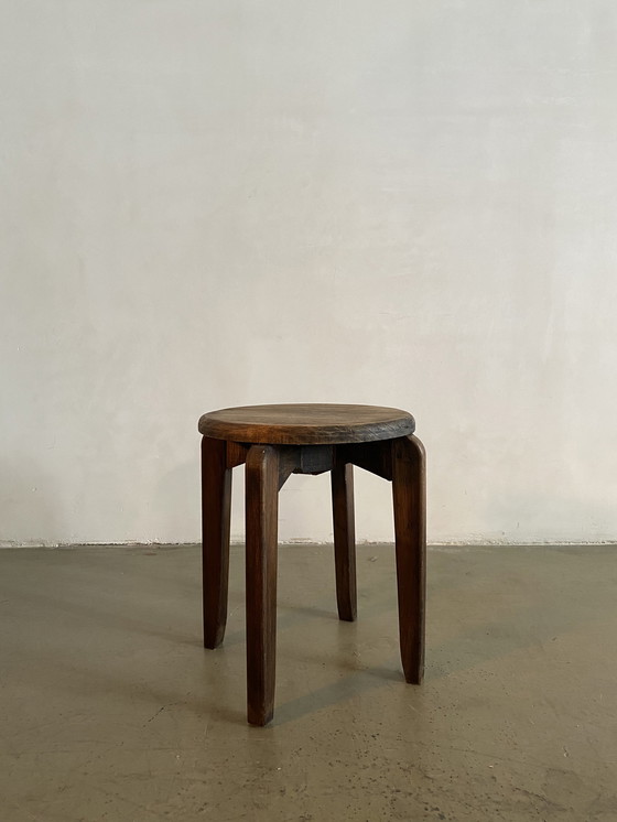 Image 1 of Mid-Century Wooden Stool, France, 1950s