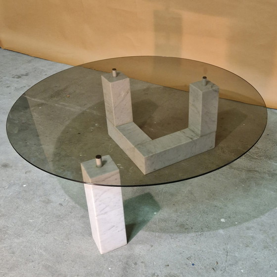 Image 1 of Post modern marble and glass coffee table, Italy 1970s