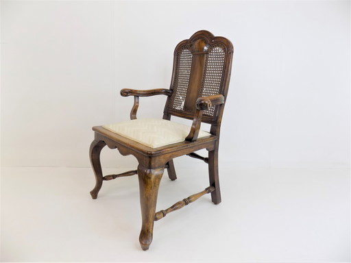 Neobaroque wooden chair with viennese wickerwork