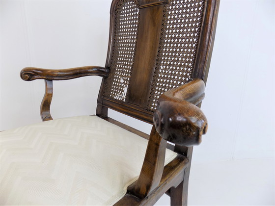 Image 1 of Chaise en bois néobaroque avec vannerie viennoise