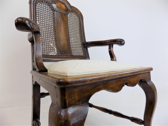 Image 1 of Chaise en bois néobaroque avec vannerie viennoise