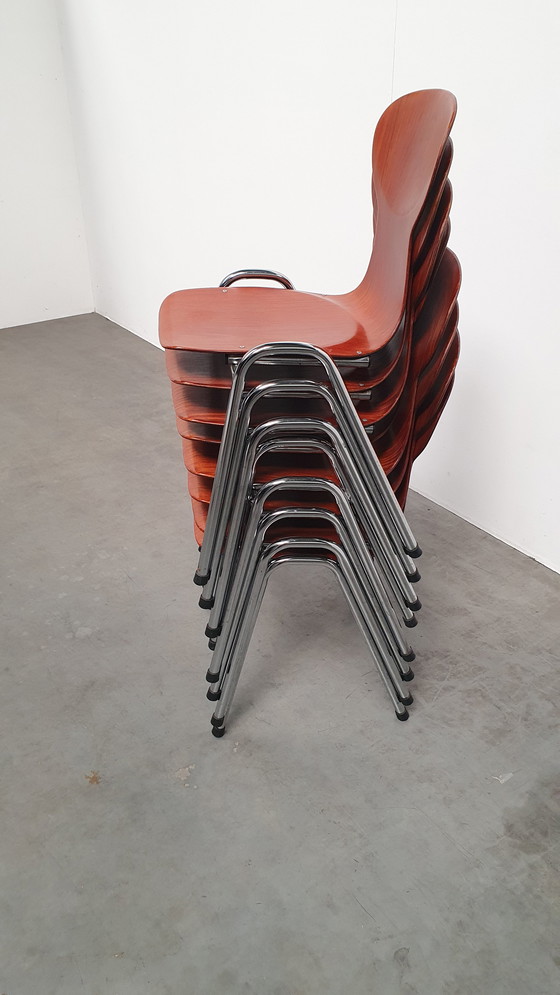 Image 1 of 8x Eromes pagholz industrial stackable design chair