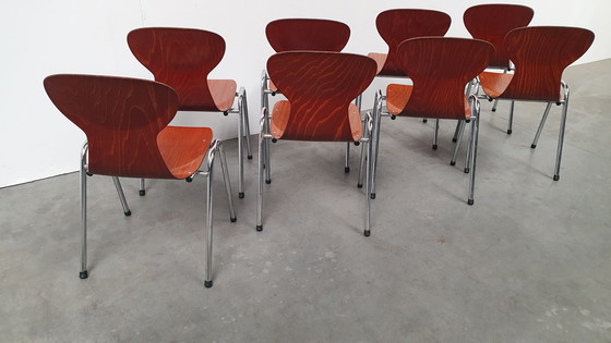 Image 1 of 8x Eromes pagholz industrial stackable design chair