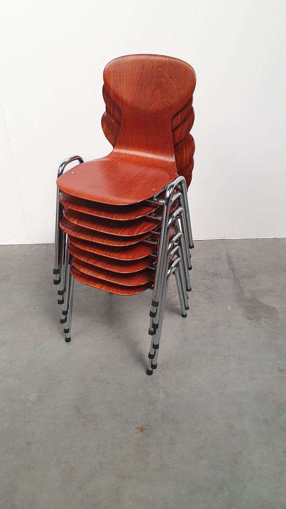 Image 1 of 8x Eromes pagholz industrial stackable design chair