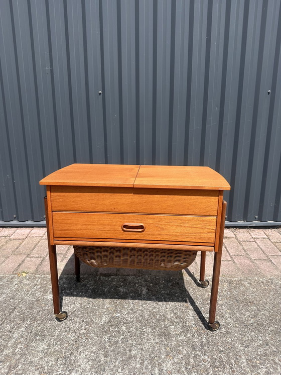 Image 1 of Sewing box Danish design basket cabinet