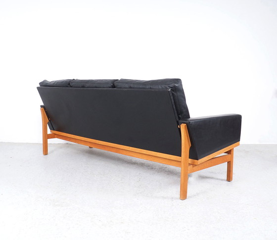 Image 1 of Vintage Poul Volther Danish design black leather sofa, 1960s