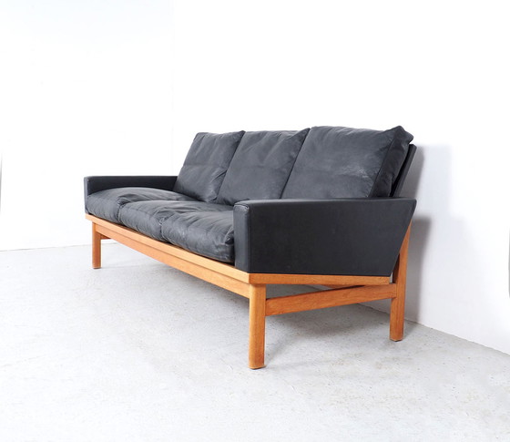 Image 1 of Vintage Poul Volther Danish design black leather sofa, 1960s