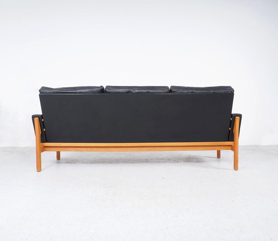 Image 1 of Vintage Poul Volther Danish design black leather sofa, 1960s