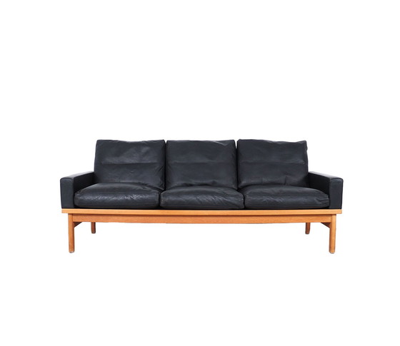 Image 1 of Vintage Poul Volther Danish design black leather sofa, 1960s