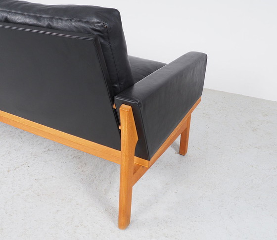 Image 1 of Vintage Poul Volther Danish design black leather sofa, 1960s