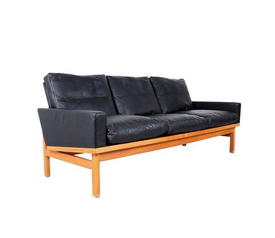 Image 1 of Vintage Poul Volther Danish design black leather sofa, 1960s