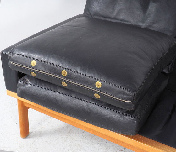 Image 1 of Canapé vintage en cuir noir Poul Volther, design danois, années 1960
