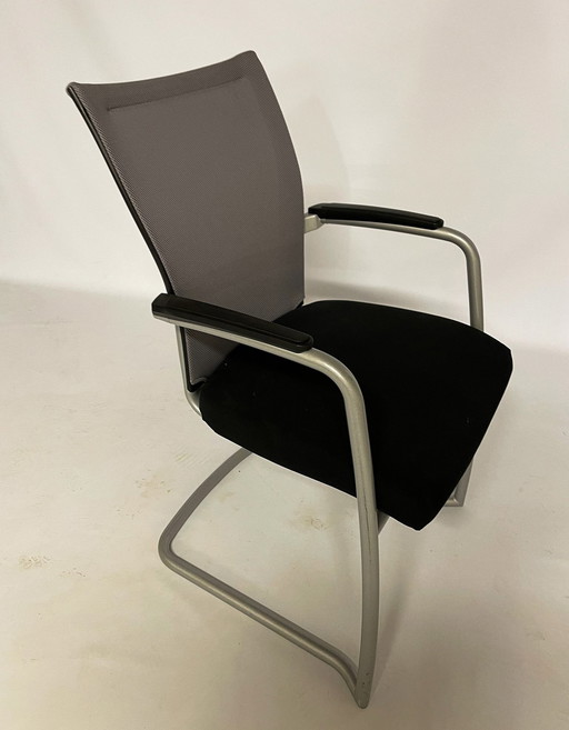 Haworth office chair black with gray and chrome legs