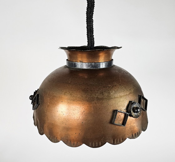 Image 1 of Brutalist wrought iron hanging lamp