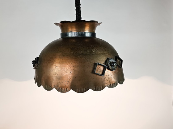 Image 1 of Brutalist wrought iron hanging lamp