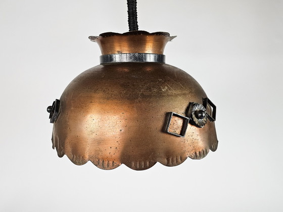 Image 1 of Brutalist wrought iron hanging lamp