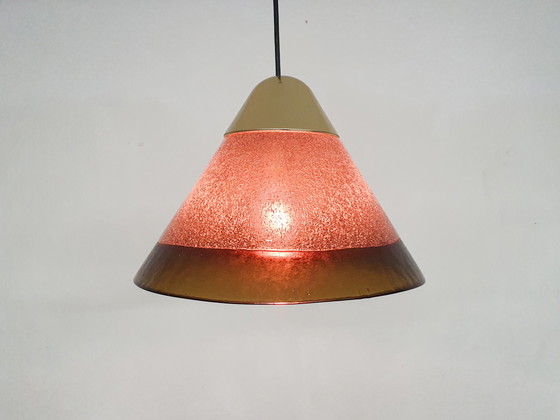 Image 1 of Suspension en verre bullé brun par Peill et Putzler, Allemagne, années 1960