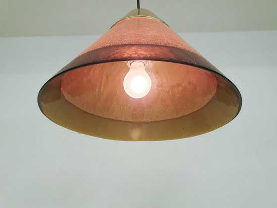 Image 1 of Suspension en verre bullé brun par Peill et Putzler, Allemagne, années 1960