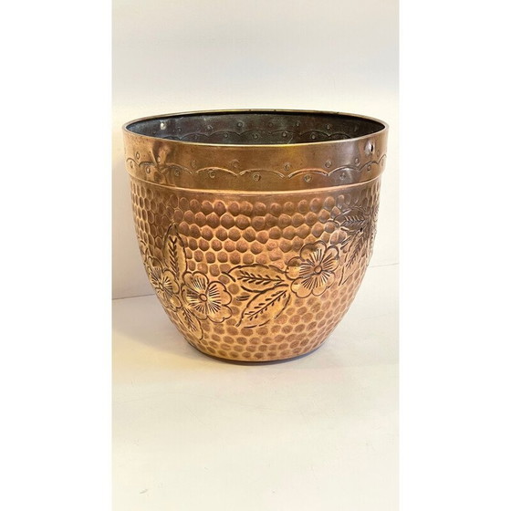 Image 1 of Vintage planter in brass and patinated copper, 1980