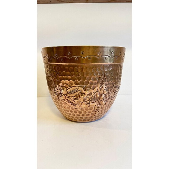 Image 1 of Vintage planter in brass and patinated copper, 1980