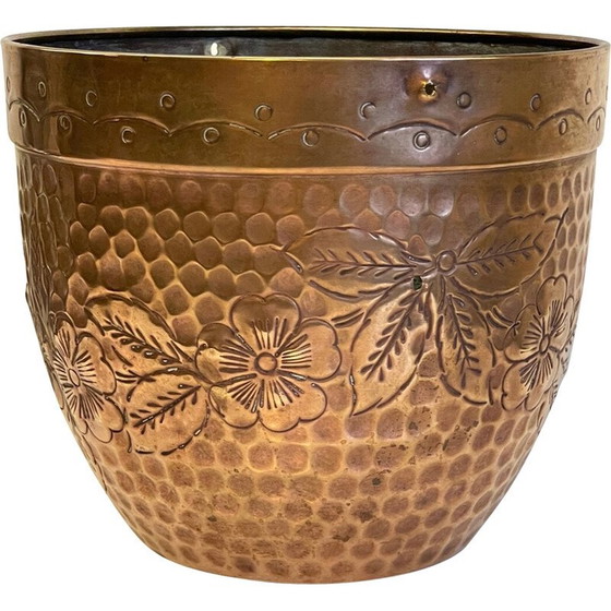 Image 1 of Vintage planter in brass and patinated copper, 1980