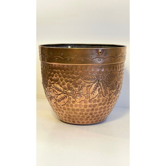 Image 1 of Vintage planter in brass and patinated copper, 1980