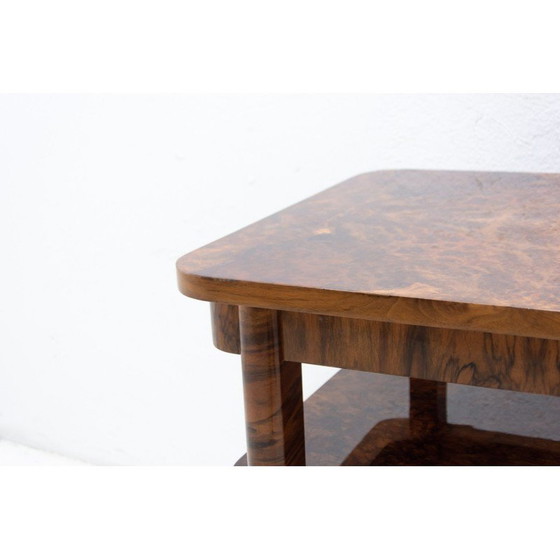 Image 1 of Vintage Art Deco burl walnut coffee table, Czechoslovakia 1930s