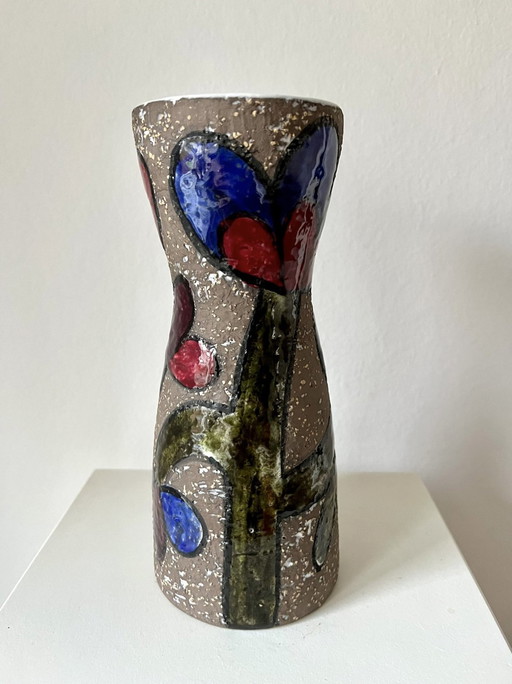 Vaso Mari Simmulson, &quot;Cardus&quot;, Upsala Ekeby Svezia, disegno floreale, nr. 7040M, Ceramica/Gres, Vintage 1970