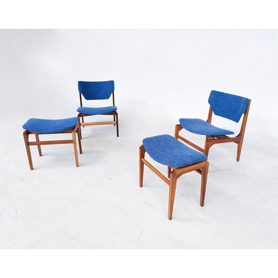 Image 1 of Pair of vintage armchairs with pair of matching ottomans, Italy 1960