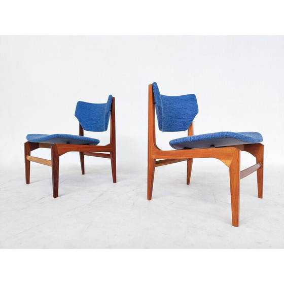 Image 1 of Pair of vintage armchairs with pair of matching ottomans, Italy 1960